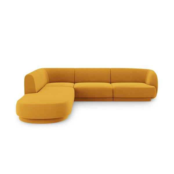 Sinepju dzeltens samta stūra dīvāns (ar kreiso stūri) Miley  – Micadoni Home