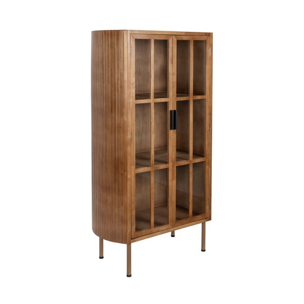 Dabīga toņa gumijkoka masīvkoka vitrīna 80x140x38 cm Yaz – White Label-image-2