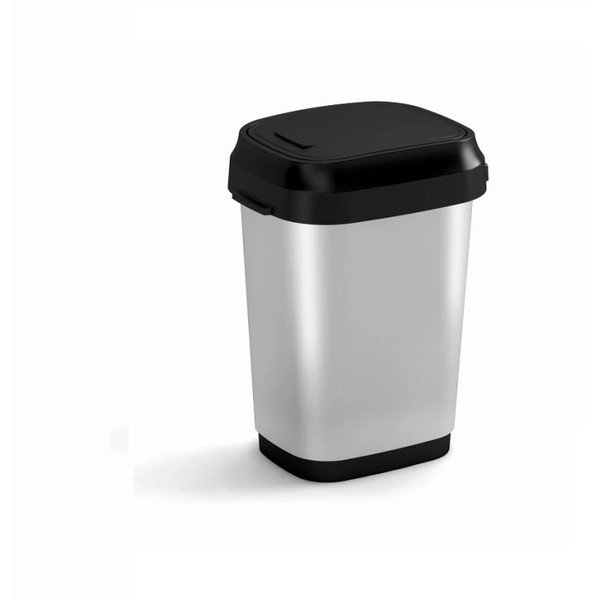 Sudraba krāsas plastmasas atkritumu tvertne ar pedāli 10 l Dual Swing Bin Style S – KIS