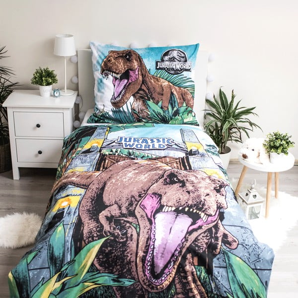 Tumsā spīdoša bērnu kokvilnas gultas veļa Jerry Fabrics Jurassic World, 140 x 200 cm-image-1