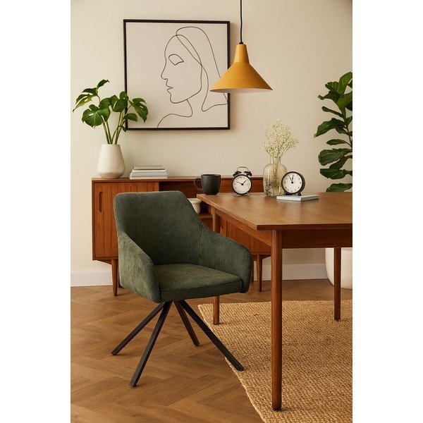 Zaļš polsterēts ēdamistabas krēsls Lunio – Bonami Essentials-image-1