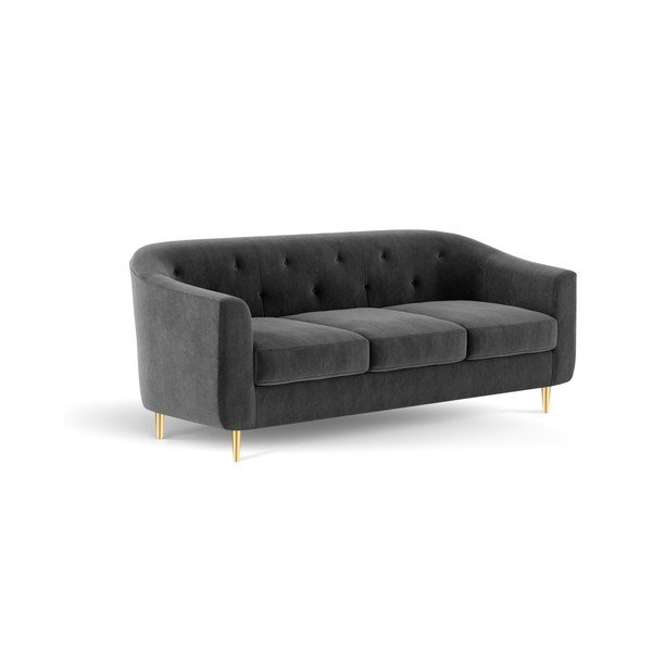 Tumši pelēks samta dīvāns Kooko Home Corde, 175 cm-image-4