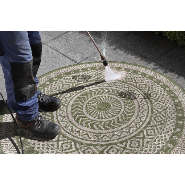 Zaļi bēšs āra paklājs Ragami Round, ø 120 cm-image-3