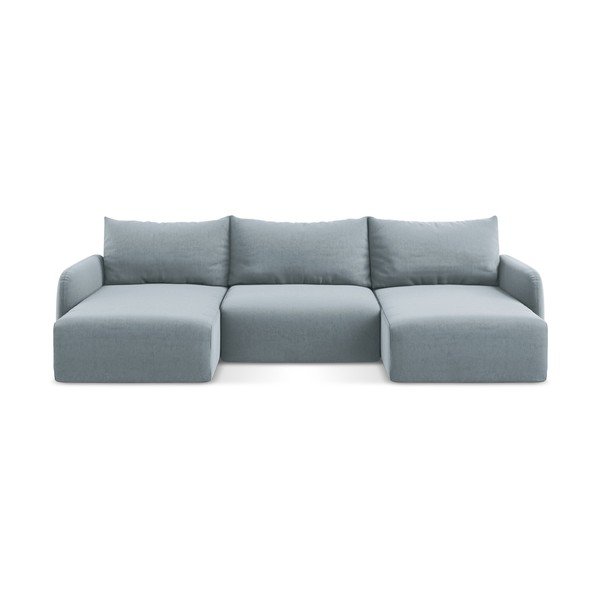 Zils samta salokāms/ar uzglabāšanas vietu (U veida) stūra dīvāns Kalena – Makamii