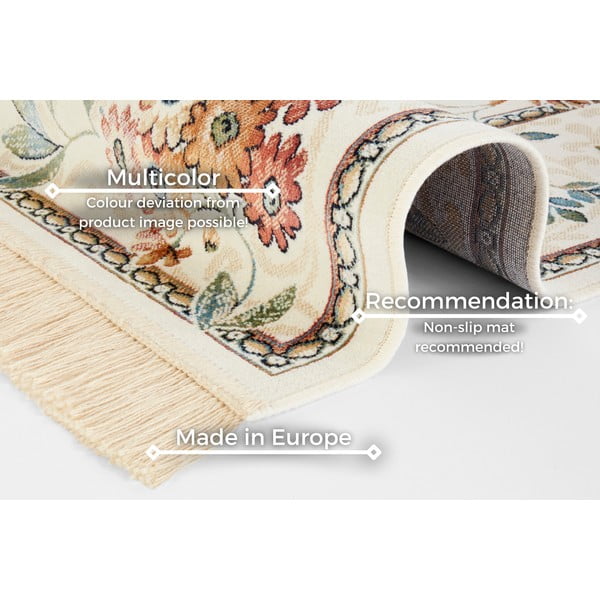 Krēmkrāsas viskozes paklājs 95x140 cm Oriental Flowers – Nouristan-image-4