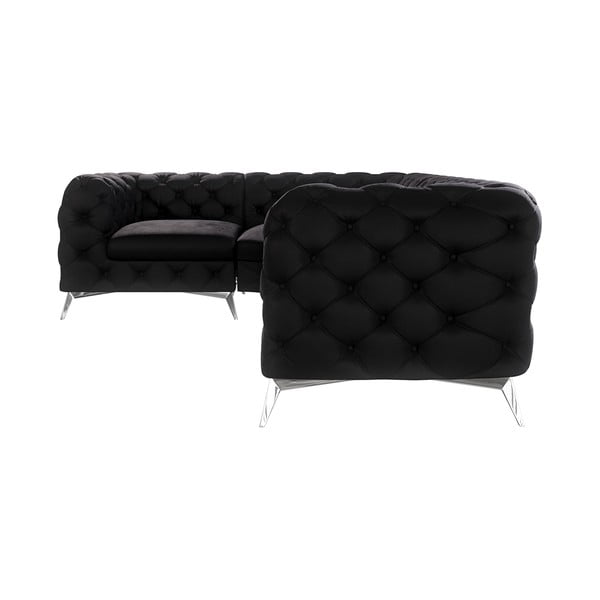 Melns samta stūra dīvāns (ar kreiso stūri/L veida) Chelsea – Ropez-image-1
