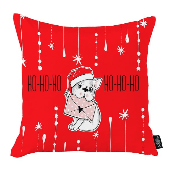 Sarkans Ziemassvētku spilvendrāna Mike & Co. NEW YORK Honey Ho-Ho-Ho-Ho Ziemassvētku suns, 45 x 45 cm