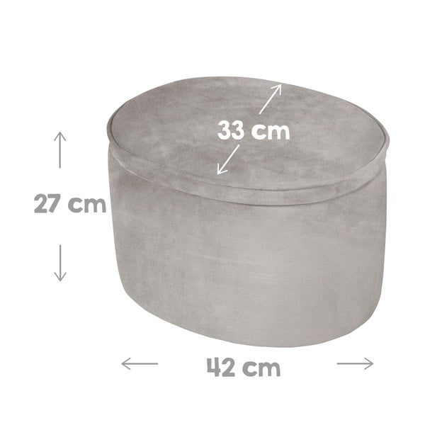 Gaiši pelēks samta bērnu pufs Lil Sofa – Roba-image-3