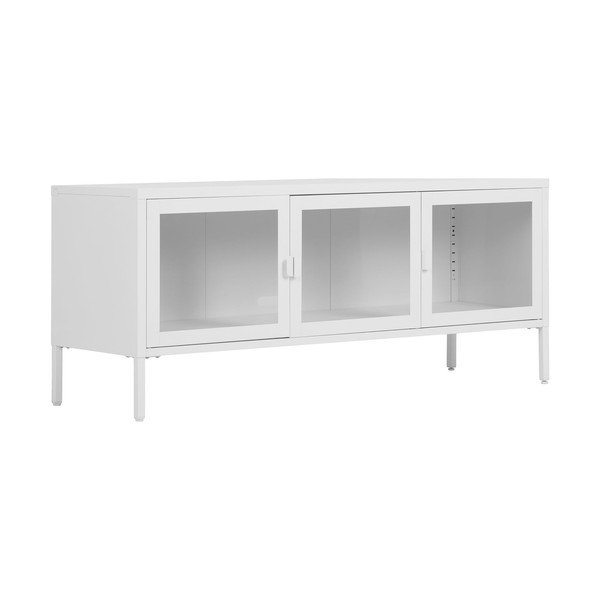 Balts metāla TV galdiņš 130x55 cm Brisbane – House Nordic-image-1