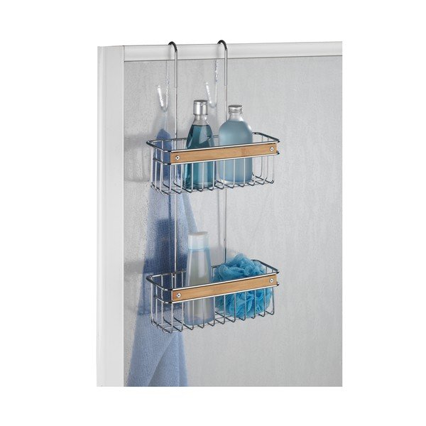 Divu līmeņu nerūsējošā tērauda dušas pakaramais plaukts Wenko Zerbo-image-2