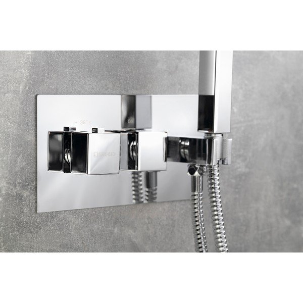 Spīdīgas sudraba krāsas iebūvēts jaucējkrāns dušai (ar 2 izvadiem) Latus – Sapho-image-1