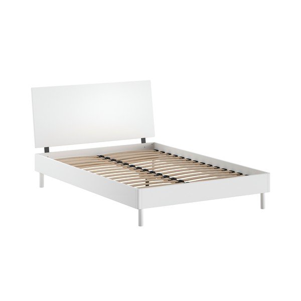 Balta dižskābarža masīvkoka divvietīga gulta ar redelēm 140x200 cm Forrest – Vipack