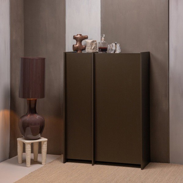 Tumši brūns skapītis ar oškoka imitāciju 102x140x44 cm Brock – WOOOD-image-1