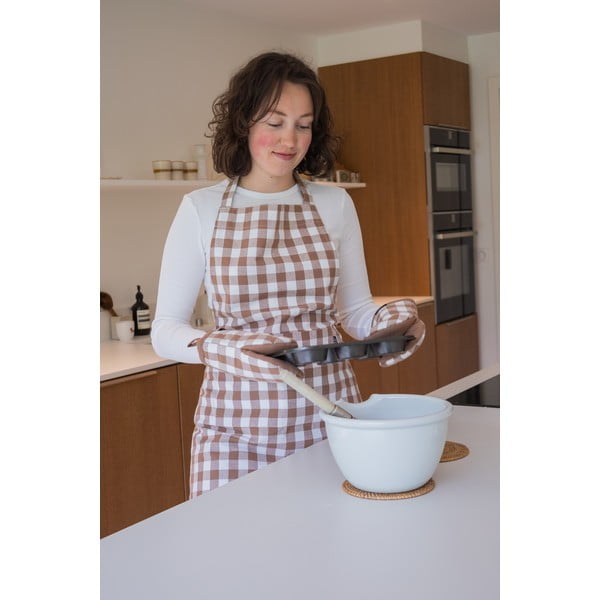 Kokvilnas virtuves cimdi (2 gab.) Gingham – Tiseco Home Studio-image-1