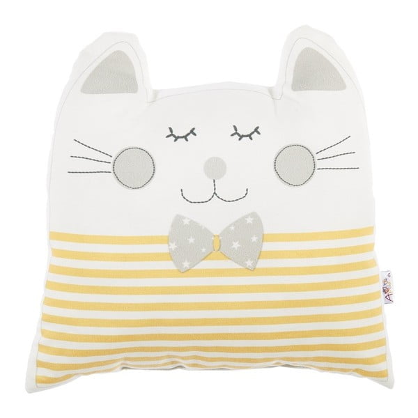 Dzeltens bērnu spilvens ar kokvilnu Mike & Co. NEW YORK Pillow Toy Big Cat, 29 x 29 cm