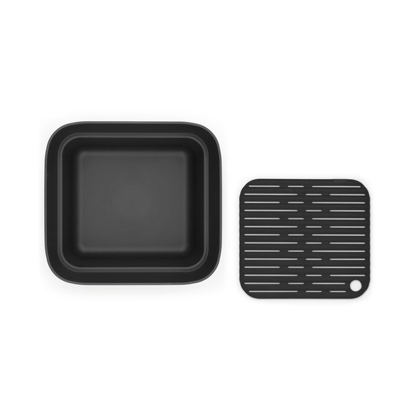 Tumši pelēka plastmasas trauku mazgāšanas bļoda ar žāvētāju SinkSide – Brabantia-image-3