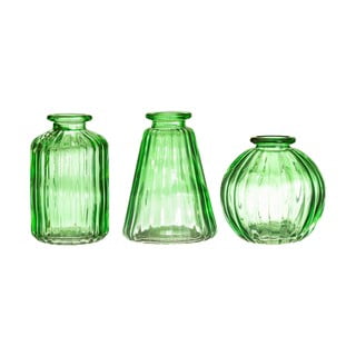 3 zaļu stikla vāžu komplekts Sass & Belle Bud