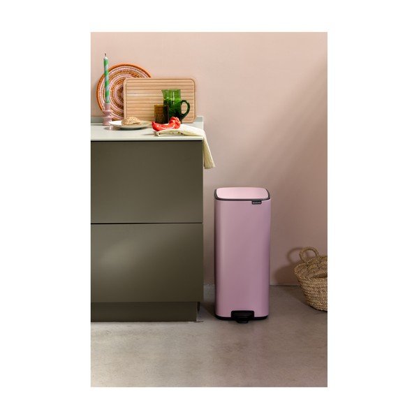 Rozā tērauda atkritumu tvertne ar pedāli 30 l Bo – Brabantia-image-1