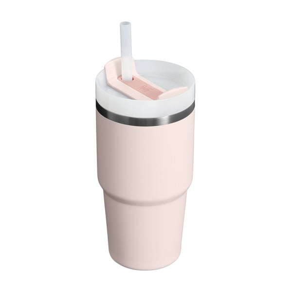 Gaiši rozā nerūsējošā tērauda termoss ar salmiņu 600 ml Quencher H2.0 FlowState Tumbler Rose Quartz – Stanley-image-1