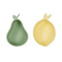 Dzeltenas/zaļas silikona bērnu bļodas (2 gab.) Lemon & Pear – OYOY Mini