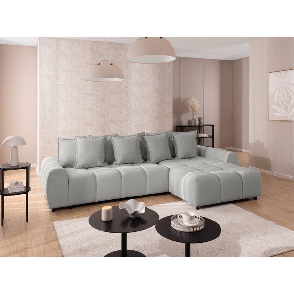 Gaiši pelēks stūra dīvāns (ar labo stūri/ar zvilni) Albane  – Ropez-image-1