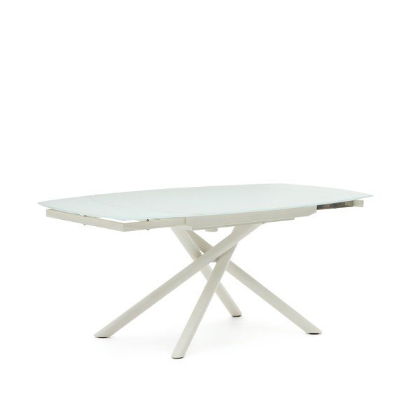 Balts izvelkams ēdamgalds ar stikla galda virsmu 100x130 cm Yodalia – Kave Home-image-4