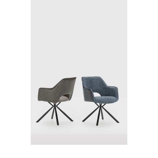 Pelēki polsterēti ēdamistabas krēsli ar roku balstiem (2 gab.) Mariel – Marckeric-image-1