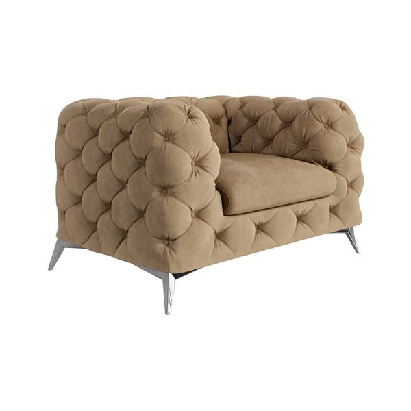 Gaiši brūns samta atpūtas krēsls Chelsea – Ropez