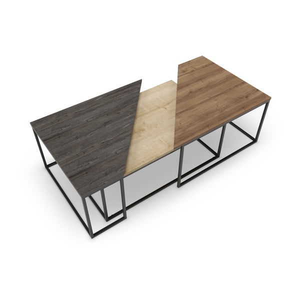 Dabīga toņa žurnālgaldiņi ar valrieksta koka imitācijas galda virsmu (3 gab.) 70x110 cm Titan – Marckeric-image-3