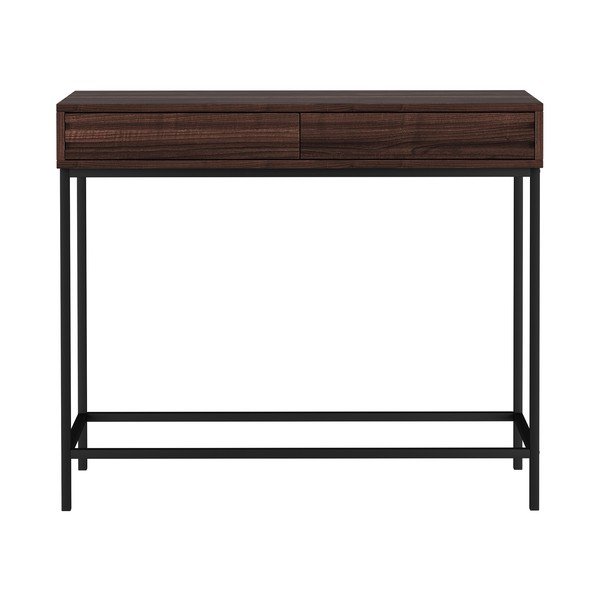 Tumši brūns konsoles galds ar valrieksta koka imitācijas galda virsmu 35x90 cm Celine – Støraa-image-4