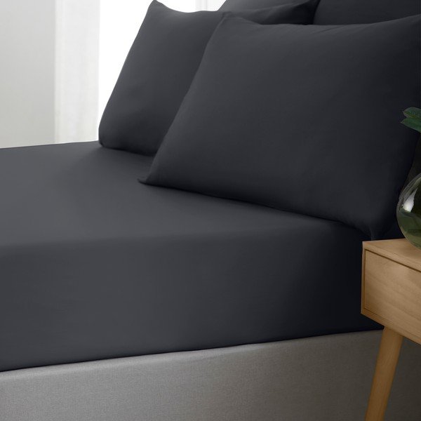 Melns palags ar gumiju 185x200 cm So Soft Non Iron – Catherine Lansfield-image-1