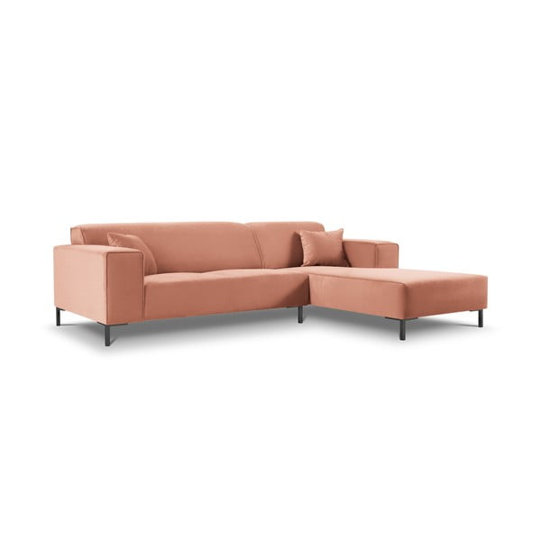 Rozā samta stūra dīvāns Cosmopolitan Design Siena, labais stūris