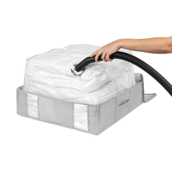 Vakuuma tekstila drēbju uzglabāšanas kaste ar stingrām malām 56x56x16,5 cm Granit – Compactor