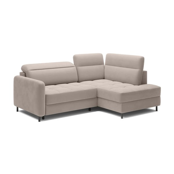 Gaiši brūns samta salokāms/ar uzglabāšanas vietu stūra dīvāns (ar labo stūri/L veida) Barea – ELTAP-image-2