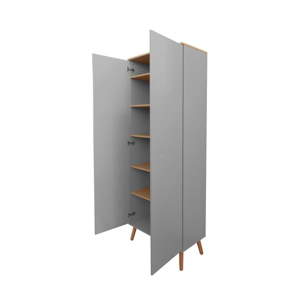 Pelēks drēbju skapis ar ozolkoka kājām Tenzo Dot-image-4