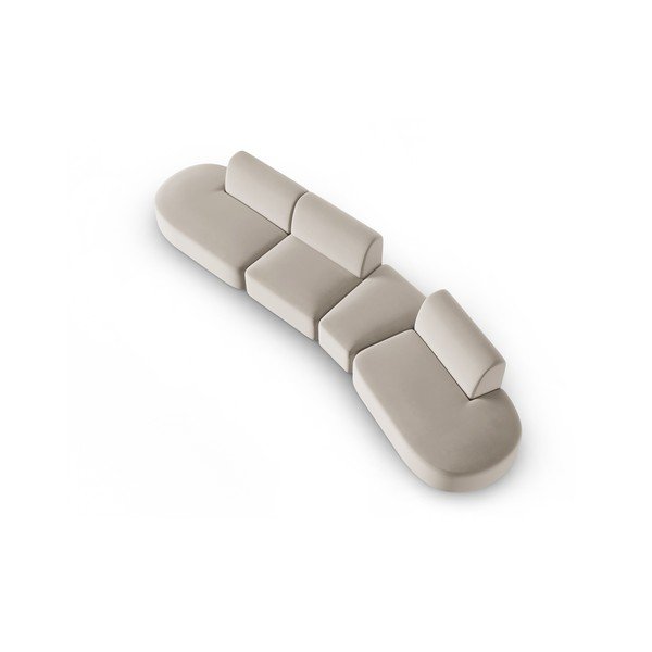 Bēšs samta dīvāns ar labo stūri 428 cm Paolo – Milo Casa-image-1