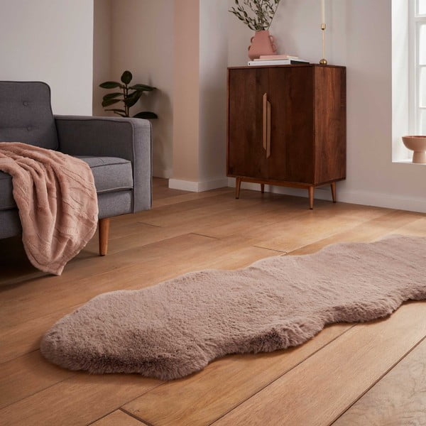 Gaiši brūns sintētisks celiņa paklājs 60x180 cm Super Teddy – Think Rugs-image-2