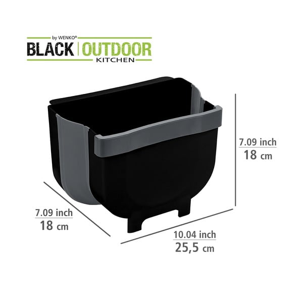 Melna pakarināma atkritumu tvertne Wenko Black Outdoor Kitchen Fago, 5 l-image-4