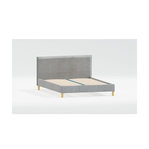 Pelēka polsterēta divvietīga gulta ar redelēm 160x200 cm Tina – Ropez