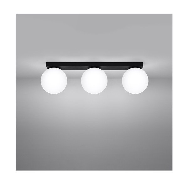 Melna griestu lampa ar stikla abažūru ø 12 cm Umerta – Sollux-image-2