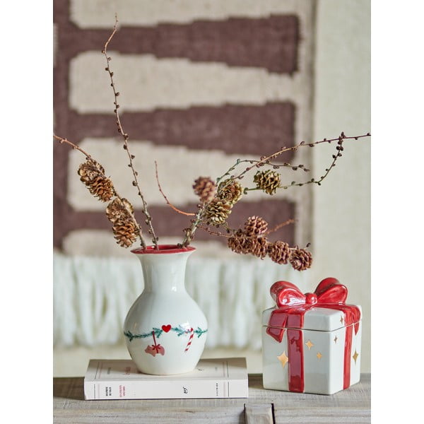 Balta māla vāze ar Ziemassvētku motīvu (augstums 16 cm) Yule – Bloomingville-image-1