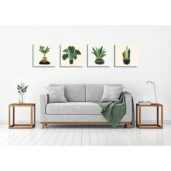 Gleznas (4 gab.) 30x30 cm Plants – Wallity-image-2