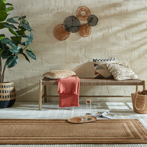 Dabīga toņa āra celiņa paklājs 80x230 cm Layla Border – Flair Rugs-image-1