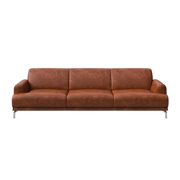 Sarkanbrūns ādas dīvāns MESONICA Puzo, 240 cm