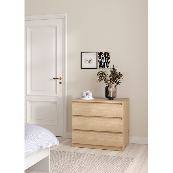 Dabīga toņa kumode ar ozolkoka imitāciju 77x70x50 cm Naia – Tvilum-image-1