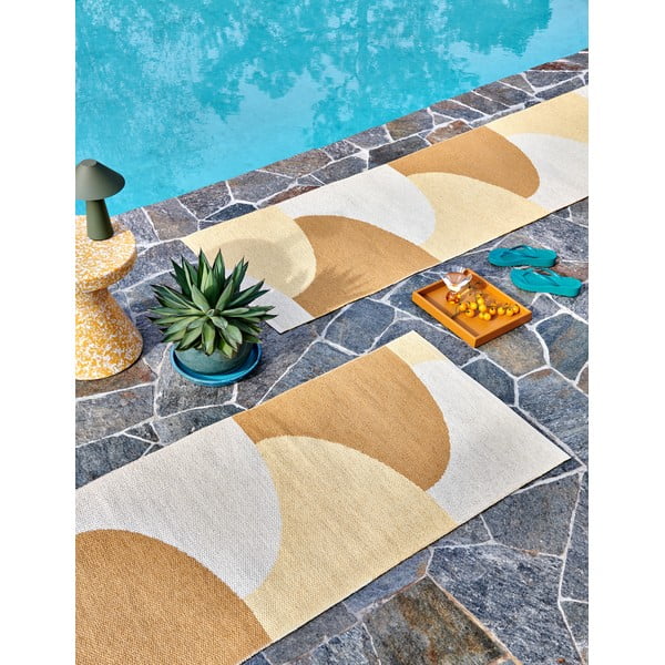 Okera dzeltens iekštelpu un āra celiņa paklājs 70x180 cm Hill Ochre Pale Yellow – Pappelina-image-4