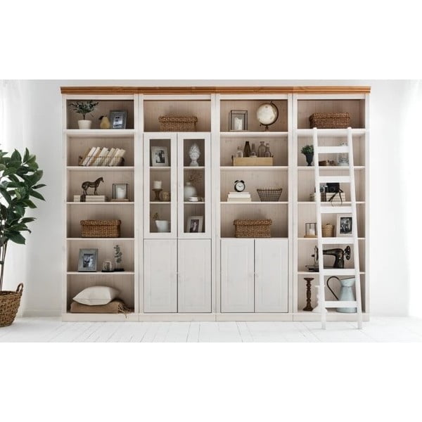 Balts priedes masīvkoka grāmatplaukts 296x223 cm Anita – Støraa-image-4