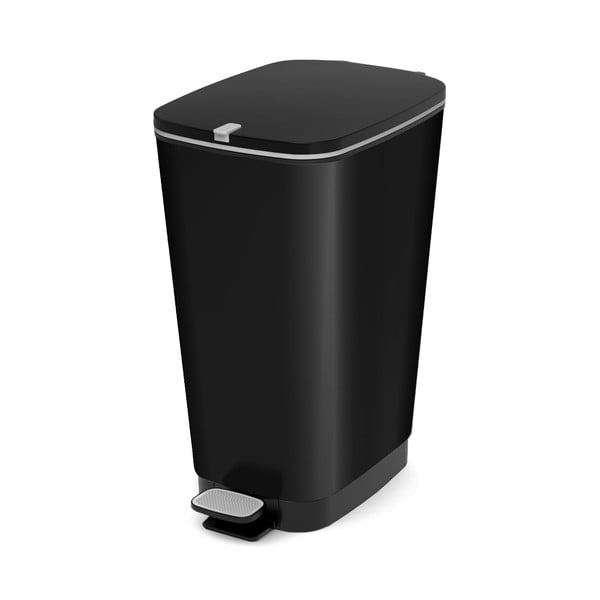 Matēti melna plastmasas atkritumu tvertne ar pedāli 45 l Chic Bin – KIS