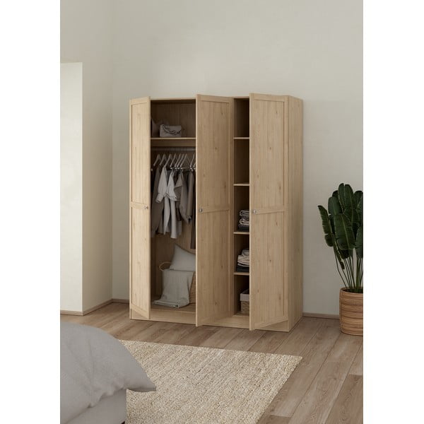 Dabīga toņa drēbju skapis ar ozolkoka imitāciju 147x200 cm Billund – Tvilum-image-2