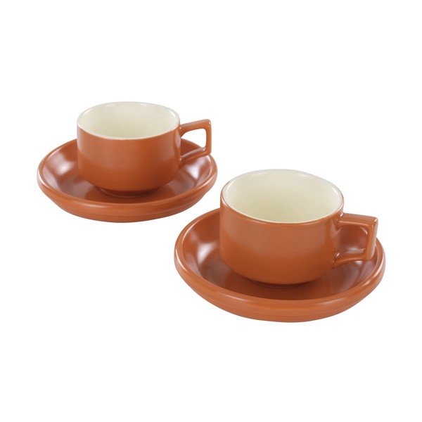 Oranžas keramikas tasītes (4 gab.) ar apakštasīti 300 ml Thelma – Jotex